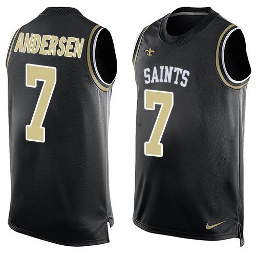 Nike Saints #7 Morten Andersen Black Team Color Men's Stitched NFL Limited Tank Top Jersey - Click Image to Close